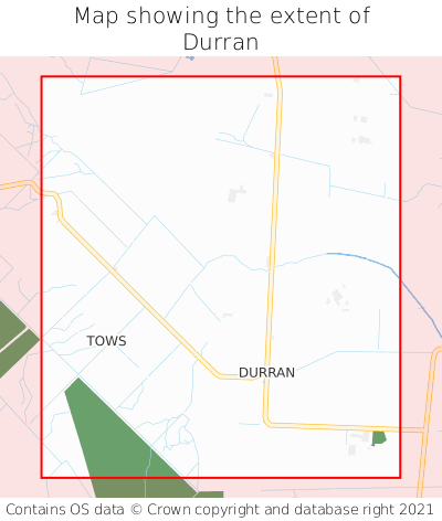 Map showing extent of Durran as bounding box