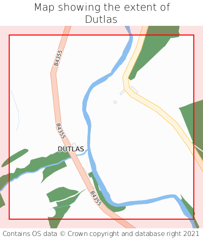 Map showing extent of Dutlas as bounding box