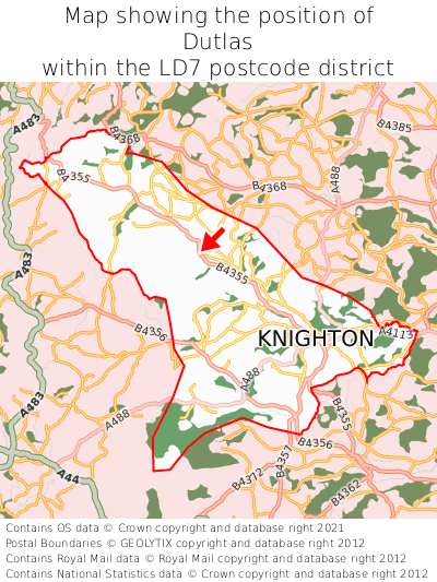 Map showing location of Dutlas within LD7