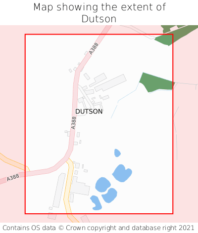 Map showing extent of Dutson as bounding box
