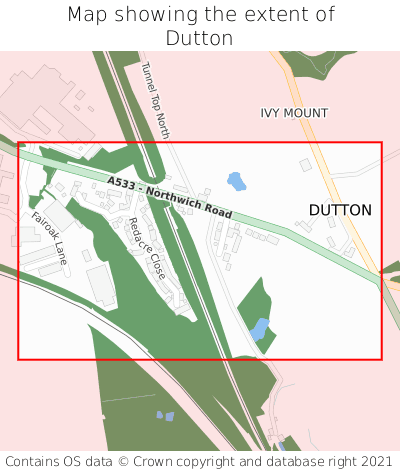 Map showing extent of Dutton as bounding box