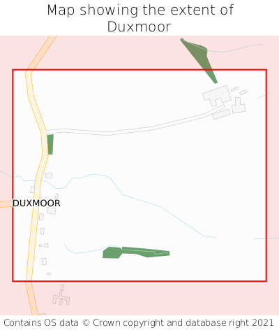 Map showing extent of Duxmoor as bounding box