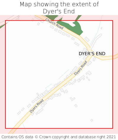 Map showing extent of Dyer's End as bounding box