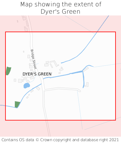 Map showing extent of Dyer's Green as bounding box