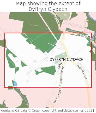 Map showing extent of Dyffryn Clydach as bounding box