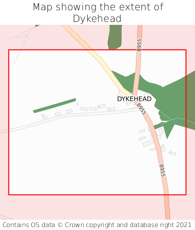 Map showing extent of Dykehead as bounding box