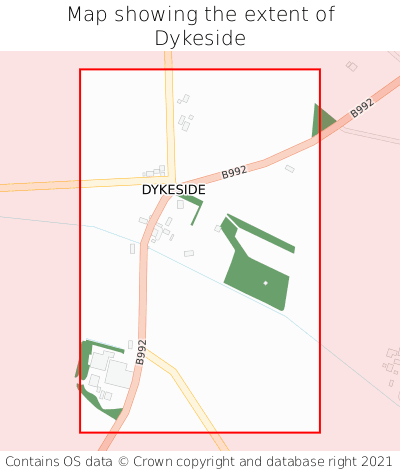 Map showing extent of Dykeside as bounding box
