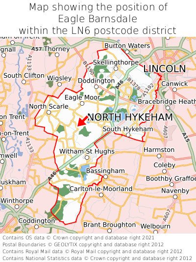 Map showing location of Eagle Barnsdale within LN6