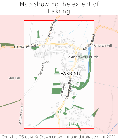 Map showing extent of Eakring as bounding box