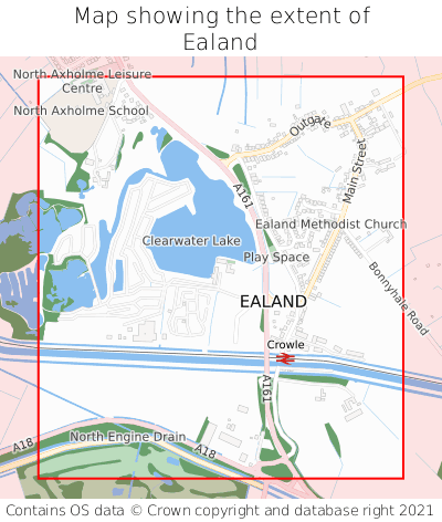 Map showing extent of Ealand as bounding box