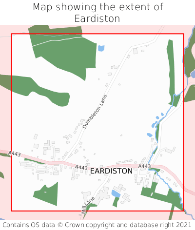 Map showing extent of Eardiston as bounding box