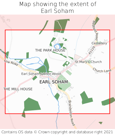 Map showing extent of Earl Soham as bounding box