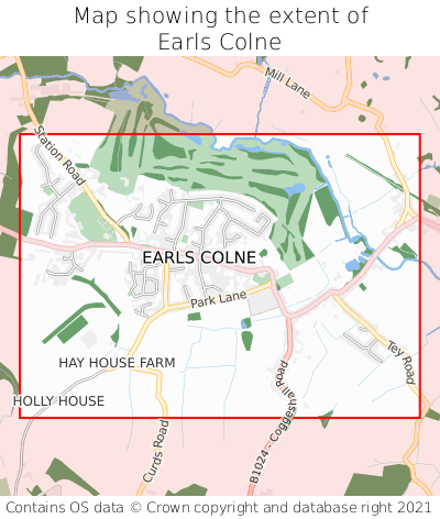 Map showing extent of Earls Colne as bounding box