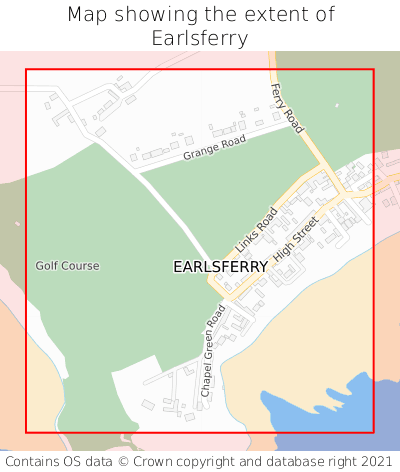 Map showing extent of Earlsferry as bounding box