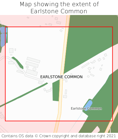 Map showing extent of Earlstone Common as bounding box