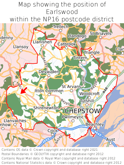 Map showing location of Earlswood within NP16