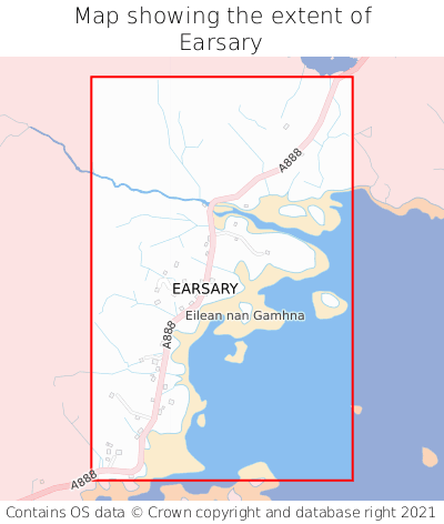 Map showing extent of Earsary as bounding box