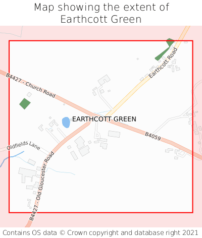 Map showing extent of Earthcott Green as bounding box