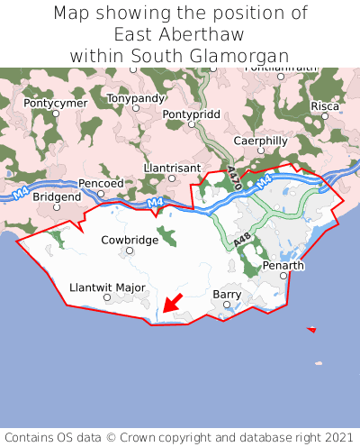 Map showing location of East Aberthaw within South Glamorgan