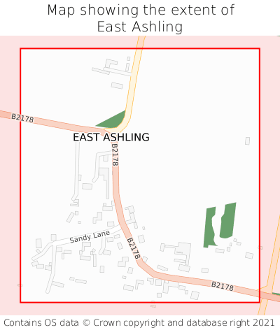 Map showing extent of East Ashling as bounding box