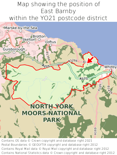 Map showing location of East Barnby within YO21