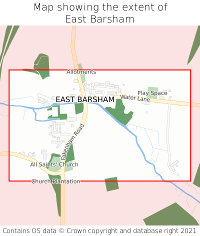 Map showing extent of East Barsham as bounding box
