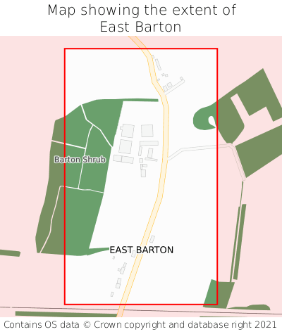 Map showing extent of East Barton as bounding box