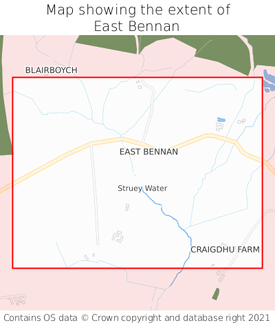 Map showing extent of East Bennan as bounding box