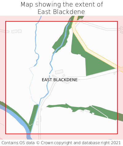 Map showing extent of East Blackdene as bounding box