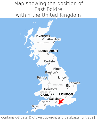 Map showing location of East Boldre within the UK