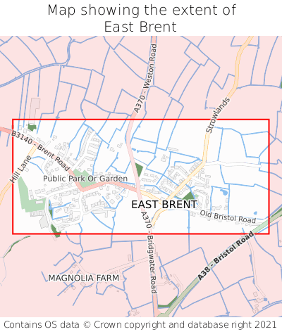 Map showing extent of East Brent as bounding box