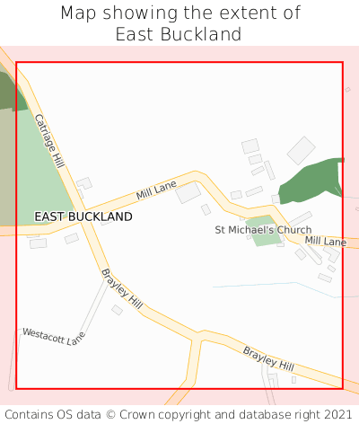 Map showing extent of East Buckland as bounding box