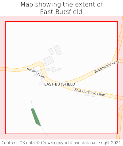 Map showing extent of East Butsfield as bounding box