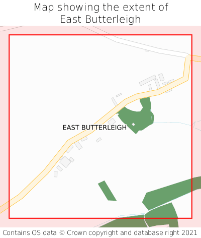 Map showing extent of East Butterleigh as bounding box