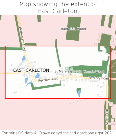 Map showing extent of East Carleton as bounding box