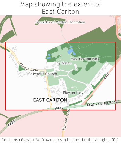 Map showing extent of East Carlton as bounding box