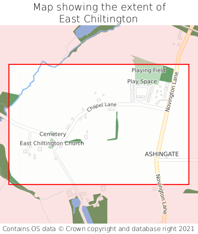 Map showing extent of East Chiltington as bounding box