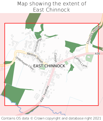 Map showing extent of East Chinnock as bounding box