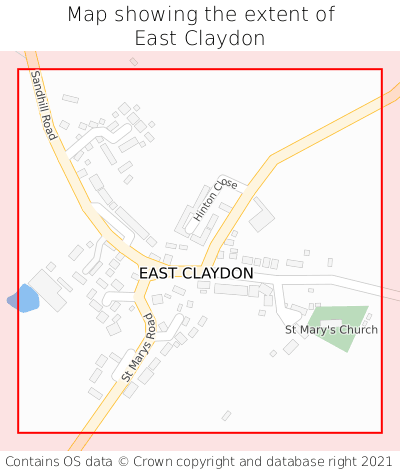 Map showing extent of East Claydon as bounding box