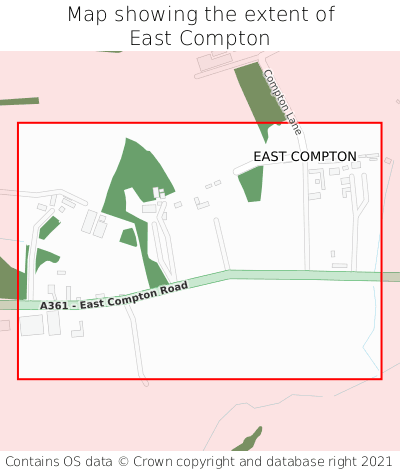 Map showing extent of East Compton as bounding box
