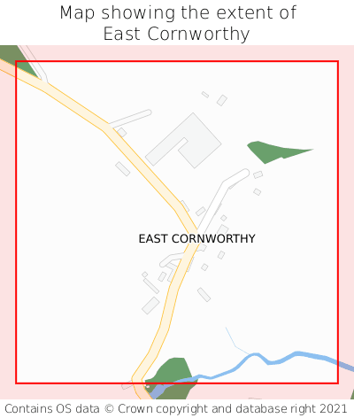 Map showing extent of East Cornworthy as bounding box