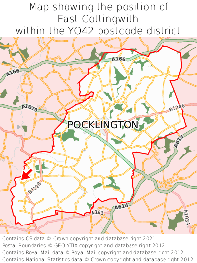 Map showing location of East Cottingwith within YO42