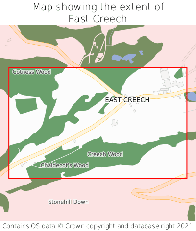 Map showing extent of East Creech as bounding box