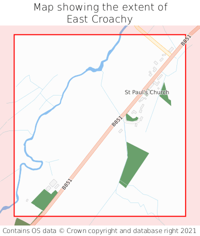 Map showing extent of East Croachy as bounding box
