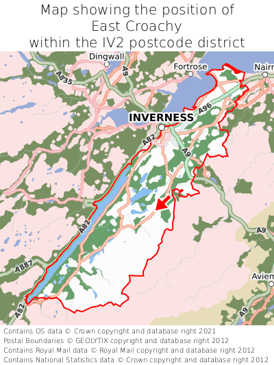 Map showing location of East Croachy within IV2