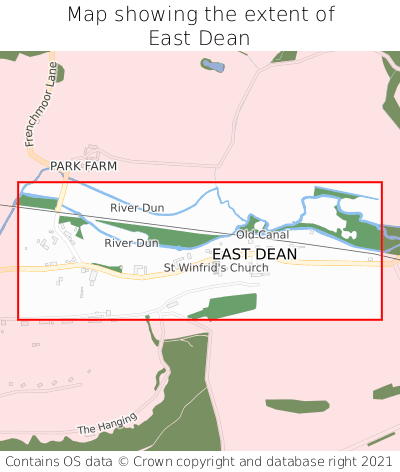 Map showing extent of East Dean as bounding box