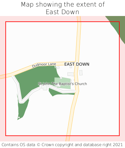 Map showing extent of East Down as bounding box