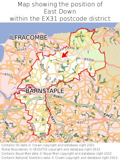 Map showing location of East Down within EX31
