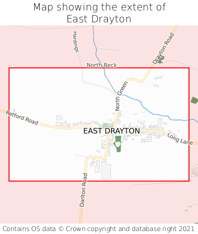 Map showing extent of East Drayton as bounding box