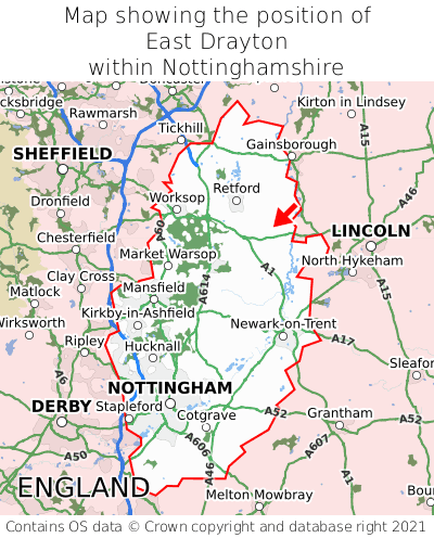 Map showing location of East Drayton within Nottinghamshire